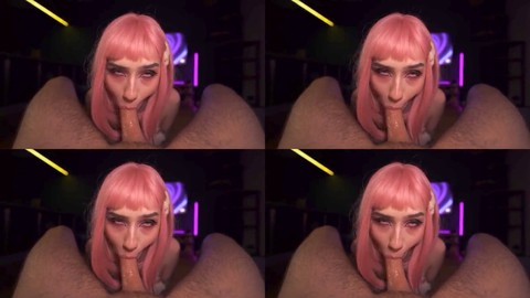 La chica anime POV Soika_here hace una chupada desordenada y disfruta de un poco de juego con melones aceitosos como tu muñeca personal