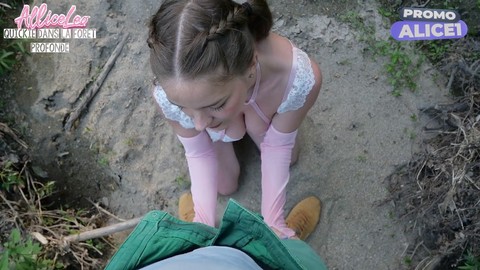 Sexe en plein air et éjaculation interne avec Allice Leo en lingerie sexy