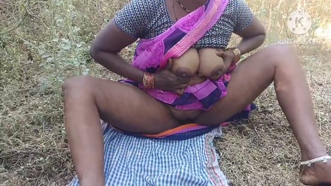 Una esposa marathi es asaltada al aire libre con una intensa mamada en posición de perrito.
