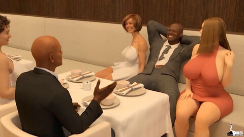 Heiße Ehefrau überrascht den Chef ihres Mannes mit einer Deepthroat-Überraschung während eines Meetings.